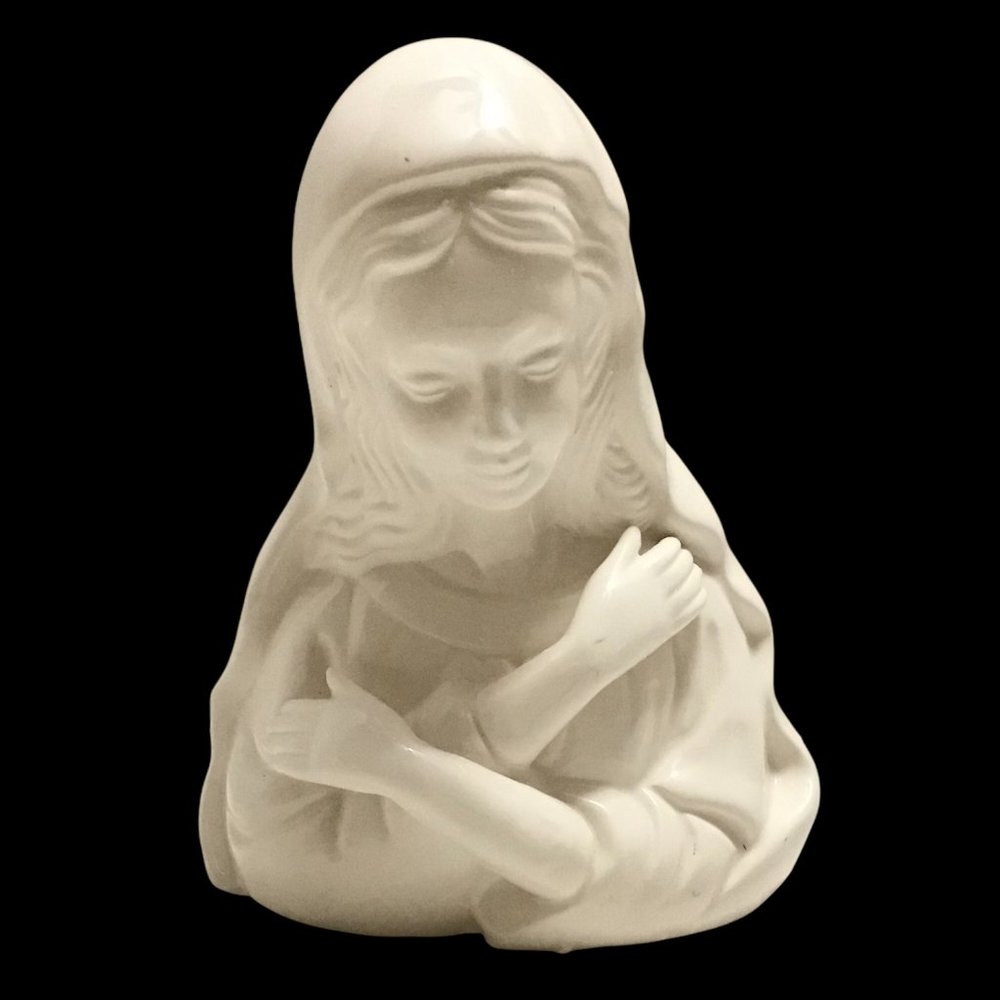 Virgin Mary Planter Nancy Pew Japan #T9206 White Ceramic Madonna Vintage…